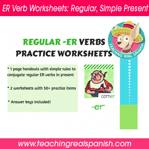 -ER Verb Worksheets: Regular, Simple Present | TeachingRealSpanish.com
